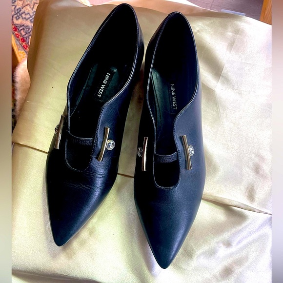 Nine West Shoes - Nine West Black Loafers with Silver Accents